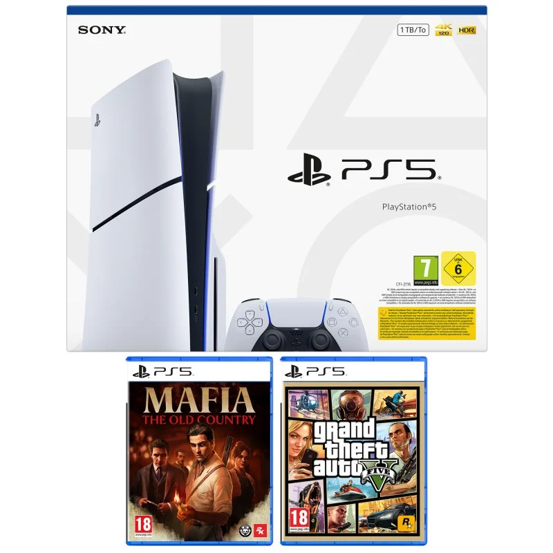 Sony Playstation 5 Slim Chasis E + MAFIA The Old Country + GTA V